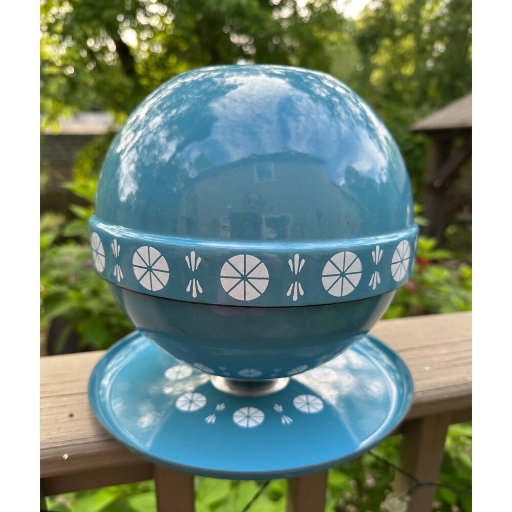 CathrineHolm Blue Enamel Viking Fondue Pot Set 3 NO STAND Mcm mid century